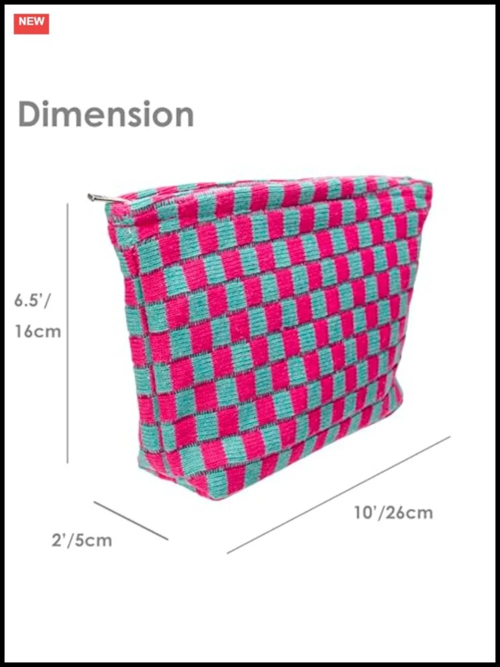Compact Cosmetic Pouch, Soft Knit Polyester Makeup Bag, Travel Toiletry